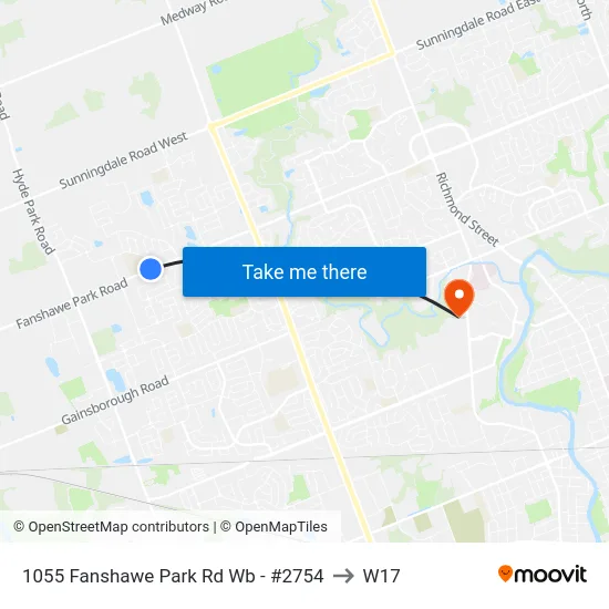 1055 Fanshawe Park Rd Wb - #2754 to W17 map