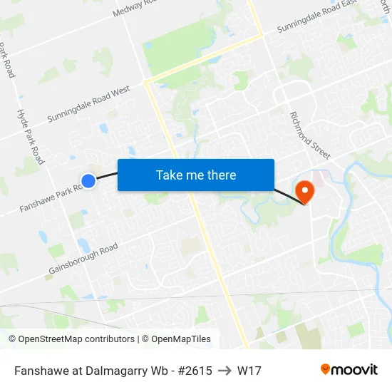 Fanshawe at Dalmagarry Wb - #2615 to W17 map
