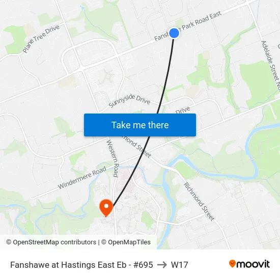 Fanshawe at Hastings East Eb - #695 to W17 map