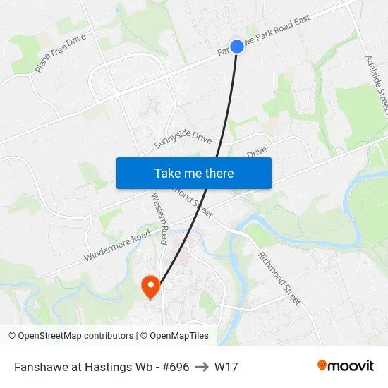 Fanshawe at Hastings Wb - #696 to W17 map