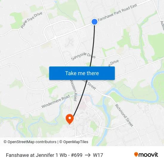Fanshawe at Jennifer 1 Wb - #699 to W17 map