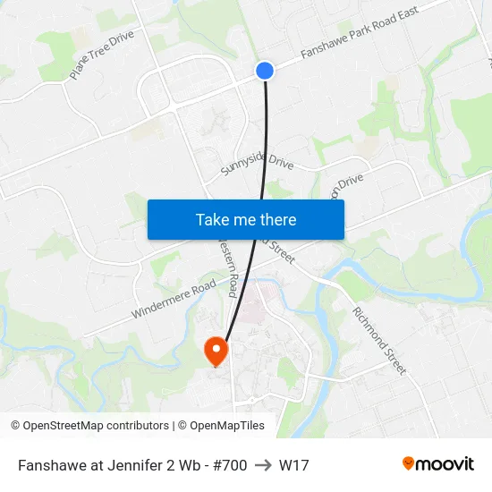Fanshawe at Jennifer 2 Wb - #700 to W17 map