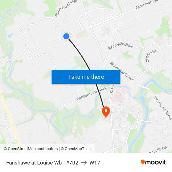 Fanshawe at Louise Wb - #702 to W17 map