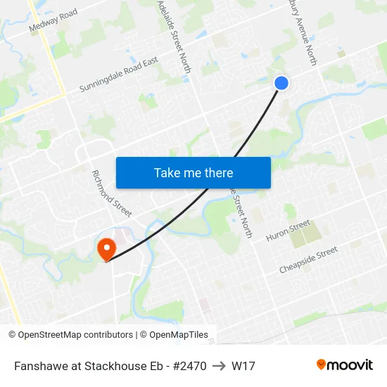 Fanshawe at Stackhouse Eb - #2470 to W17 map