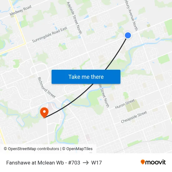 Fanshawe at Mclean Wb - #703 to W17 map
