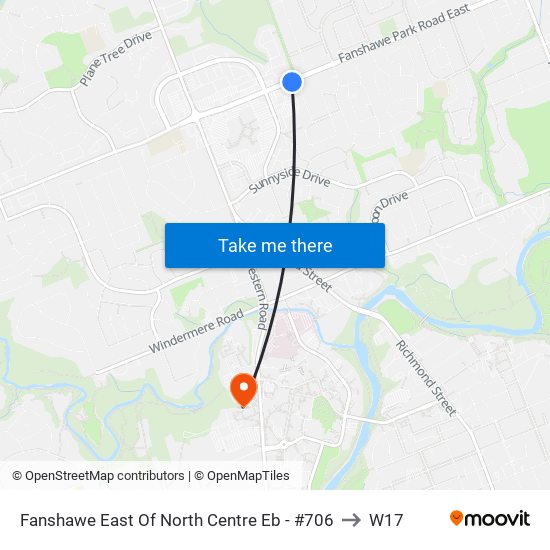 Fanshawe East Of North Centre Eb - #706 to W17 map