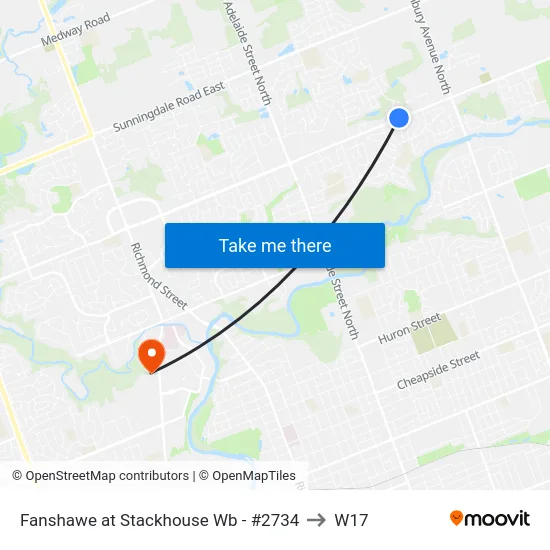 Fanshawe at Stackhouse Wb - #2734 to W17 map