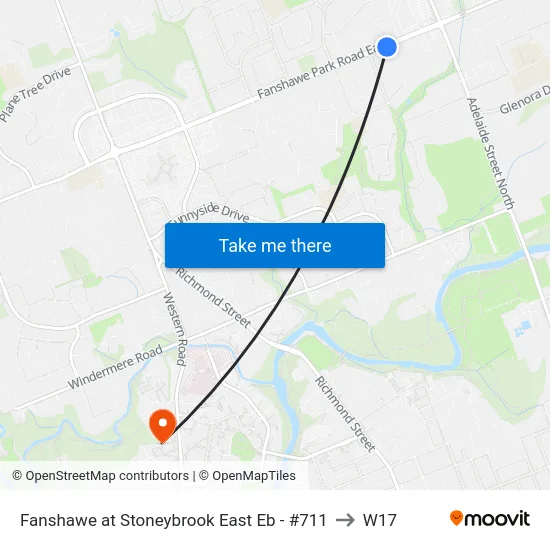 Fanshawe at Stoneybrook East Eb - #711 to W17 map