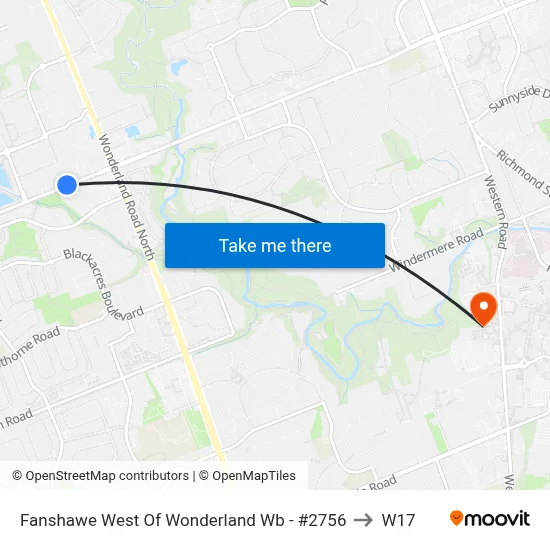 Fanshawe West Of Wonderland Wb - #2756 to W17 map