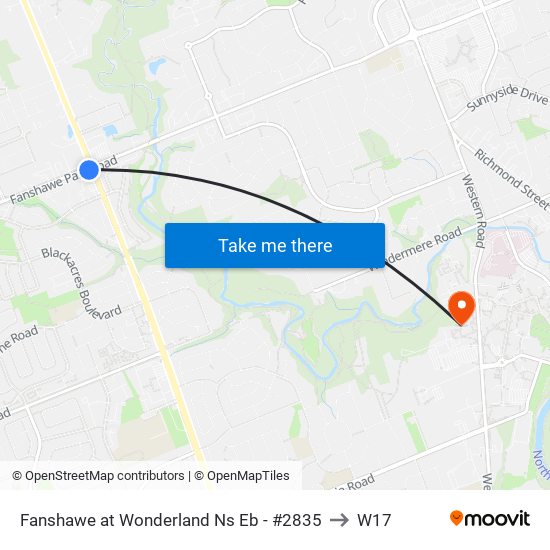 Fanshawe at Wonderland Ns Eb - #2835 to W17 map