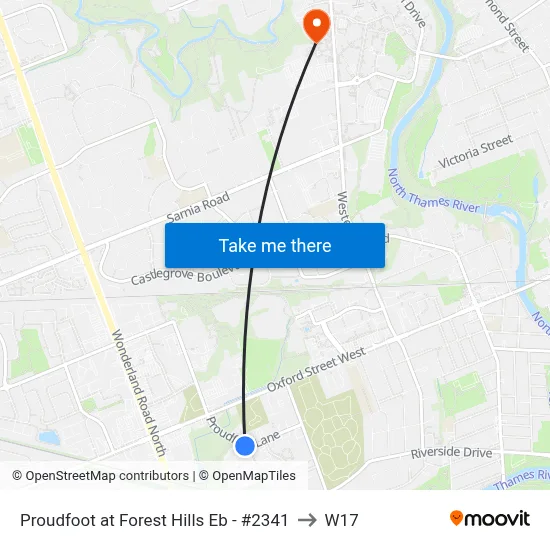 Proudfoot at Forest Hills Eb - #2341 to W17 map