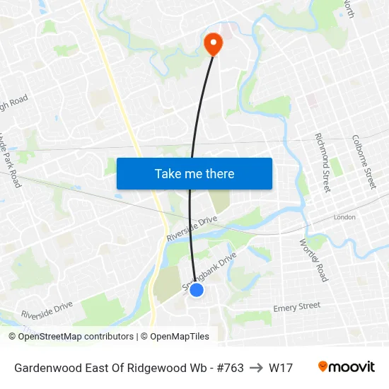 Gardenwood East Of Ridgewood Wb - #763 to W17 map
