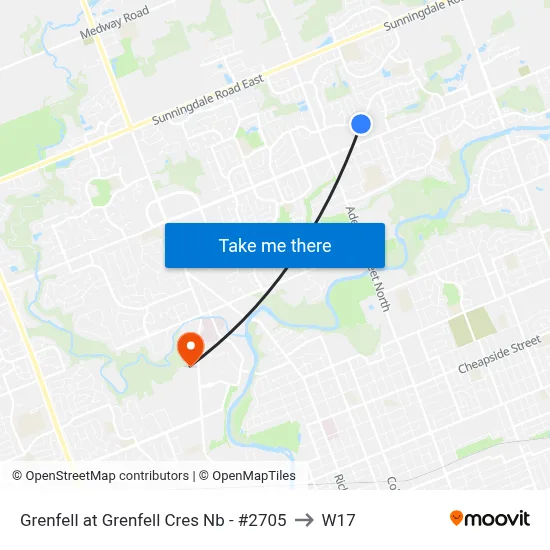 Grenfell at Grenfell Cres Nb - #2705 to W17 map