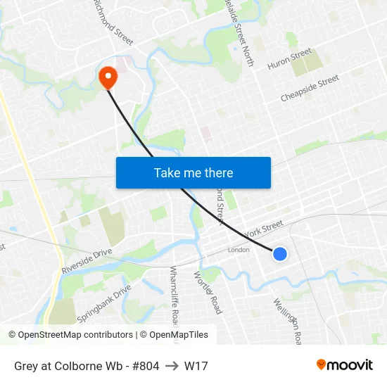Grey at Colborne Wb - #804 to W17 map