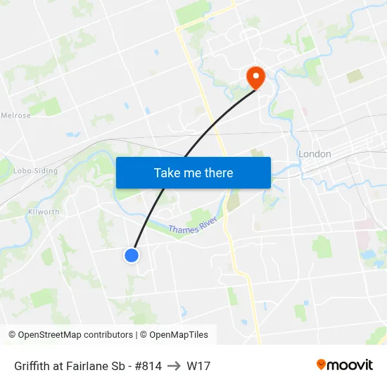 Griffith at Fairlane Sb - #814 to W17 map