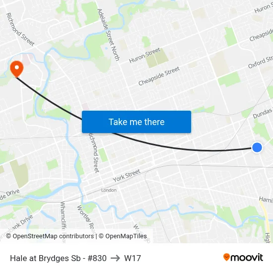 Hale at Brydges Sb - #830 to W17 map