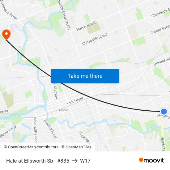 Hale at Ellsworth Sb - #835 to W17 map