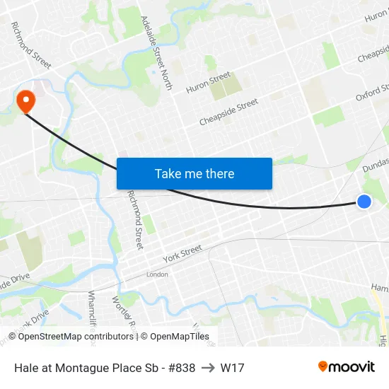 Hale at Montague Place Sb - #838 to W17 map