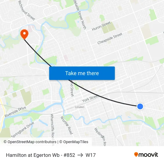 Hamilton at Egerton Wb - #852 to W17 map