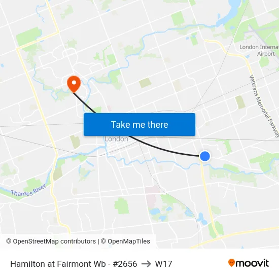 Hamilton at Fairmont Wb - #2656 to W17 map
