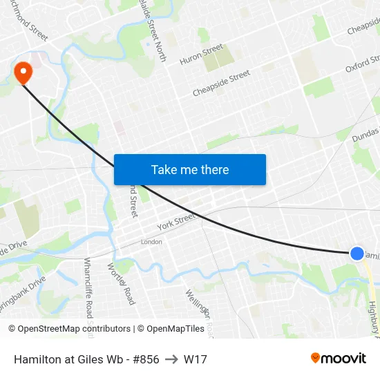 Hamilton at Giles Wb - #856 to W17 map