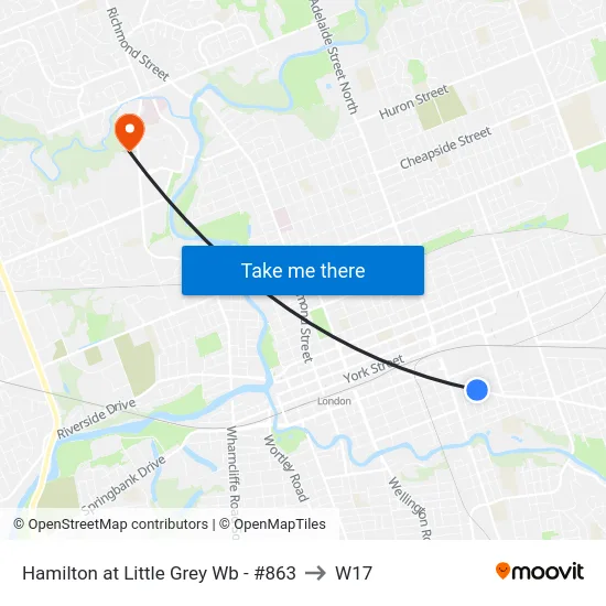 Hamilton at Little Grey Wb - #863 to W17 map