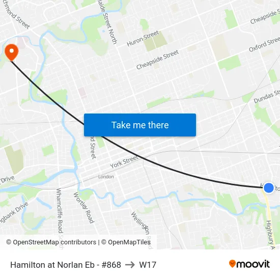Hamilton at Norlan Eb - #868 to W17 map
