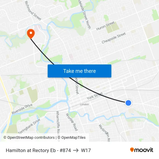 Hamilton at Rectory Eb - #874 to W17 map