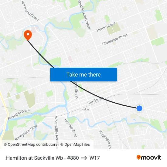 Hamilton at Sackville Wb - #880 to W17 map