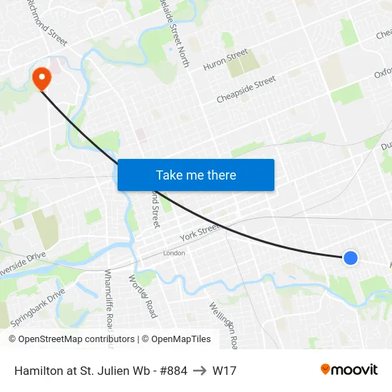 Hamilton at St. Julien Wb - #884 to W17 map