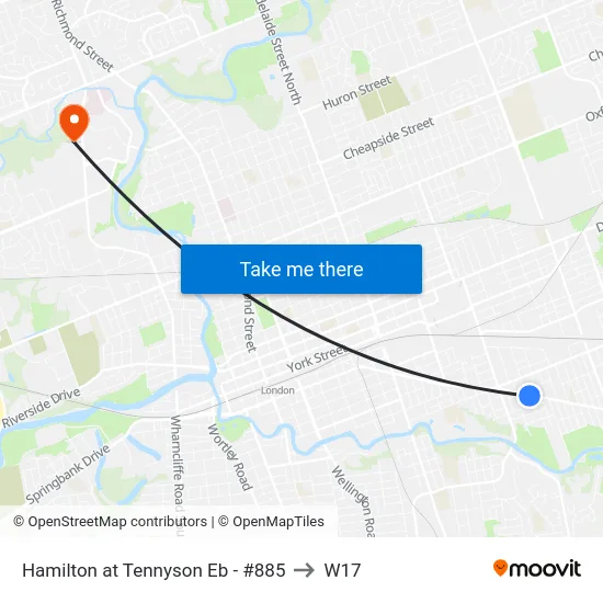 Hamilton at Tennyson Eb - #885 to W17 map