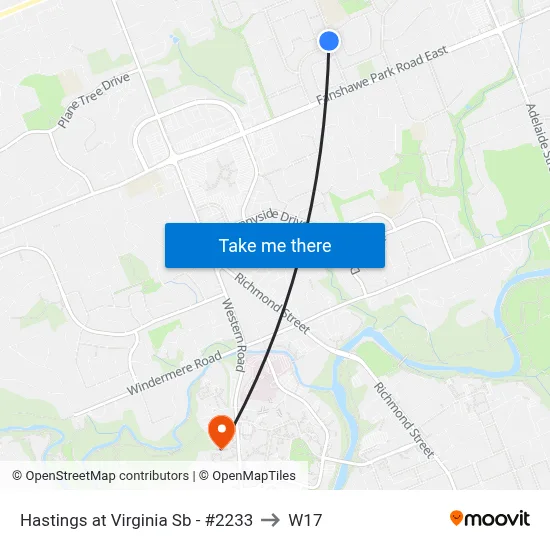 Hastings at Virginia Sb - #2233 to W17 map