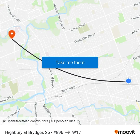 Highbury at Brydges Sb - #896 to W17 map