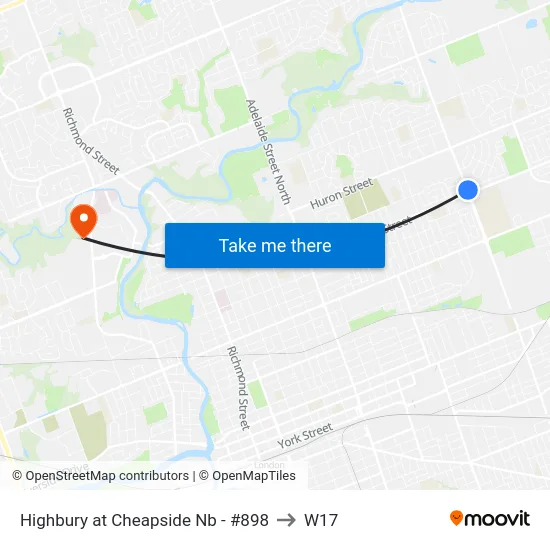 Highbury at Cheapside Nb - #898 to W17 map