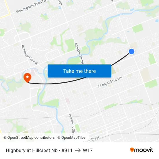 Highbury at Hillcrest Nb - #911 to W17 map