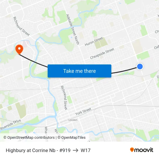 Highbury at Corrine Nb - #919 to W17 map