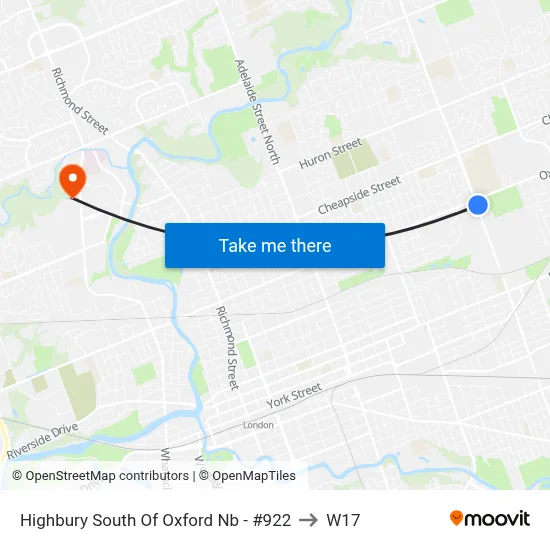 Highbury South Of Oxford Nb - #922 to W17 map