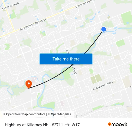 Highbury at Killarney Nb - #2711 to W17 map