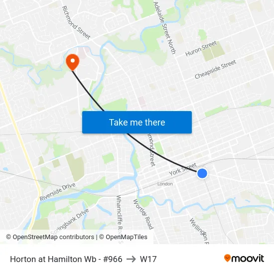 Horton at Hamilton Wb - #966 to W17 map