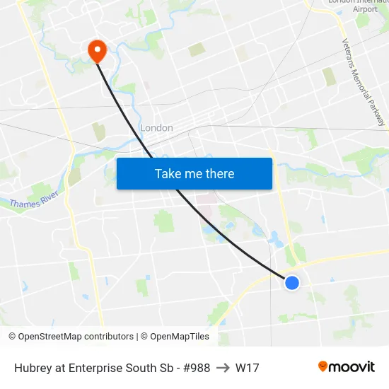 Hubrey at Enterprise South Sb - #988 to W17 map