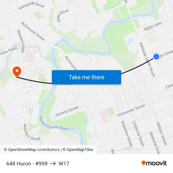 648 Huron - #998 to W17 map