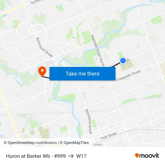 Huron at Barker Wb - #999 to W17 map