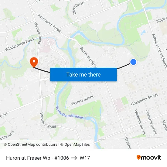 Huron at Fraser Wb - #1006 to W17 map