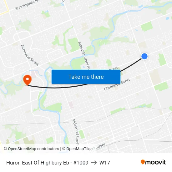 Huron East Of Highbury Eb - #1009 to W17 map