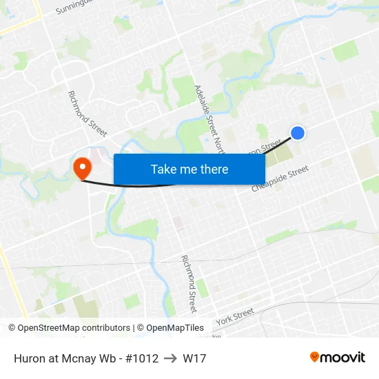 Huron at Mcnay Wb - #1012 to W17 map