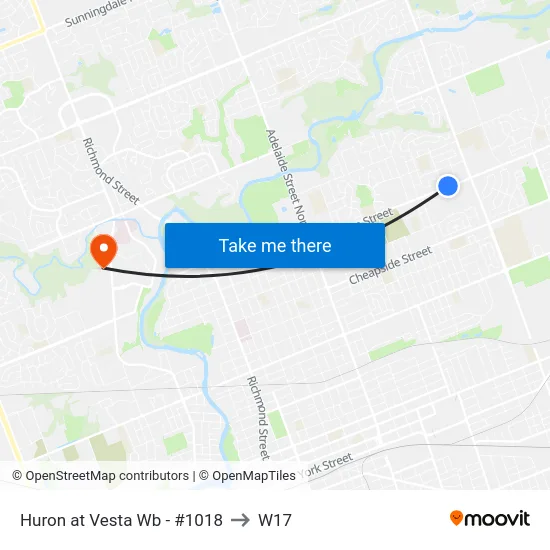 Huron at Vesta Wb - #1018 to W17 map