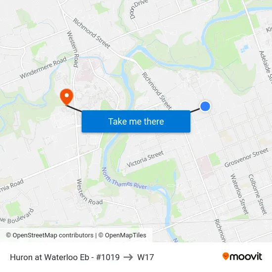 Huron at Waterloo Eb - #1019 to W17 map