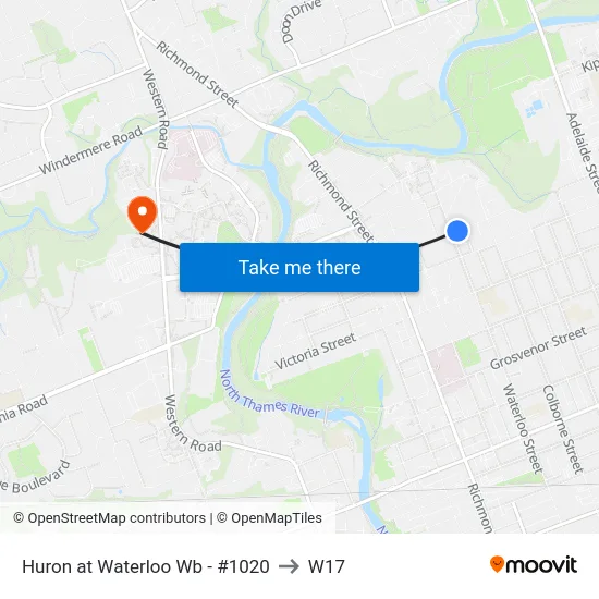 Huron at Waterloo Wb - #1020 to W17 map