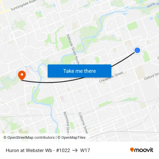 Huron at Webster Wb - #1022 to W17 map