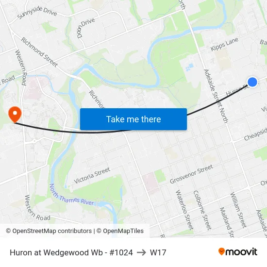 Huron at Wedgewood Wb - #1024 to W17 map